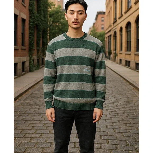 Billabong Mens Striped Knit‎ Sweater Crew Neck Pullover Jumper Casual Top - Picture 2 of 9